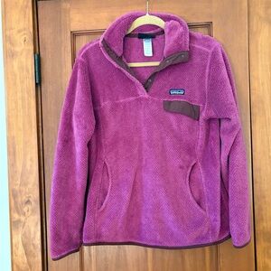 Womens Patagonia Re-tool snap T pullover Fleece Size Medium Magenta purple pink